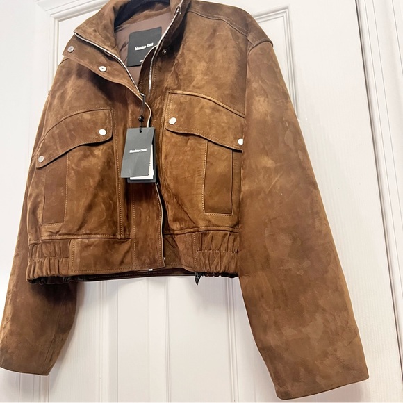 Massimo Dutti Brown Nubuck Suede Leather Bomber Jacket XS NWT $650 retail - Picture 14 of 14